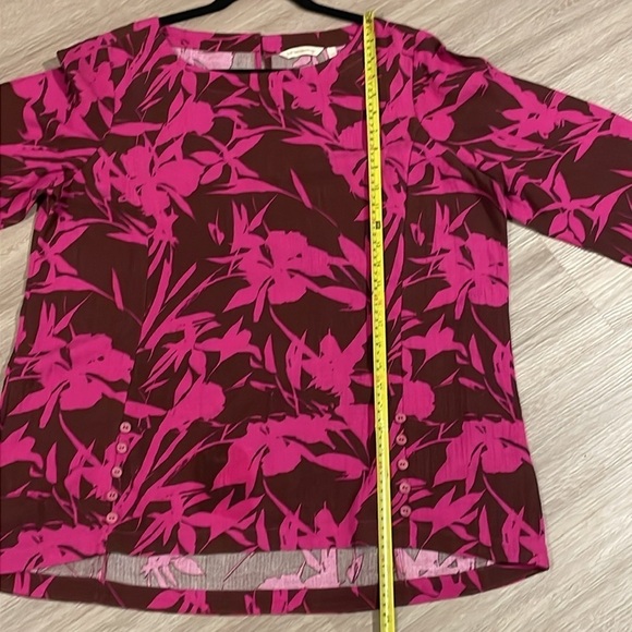 Soft Surroundings Women Tunic Top Large Pink Brown Longline Floral Contemporary - Picture 16 of 17